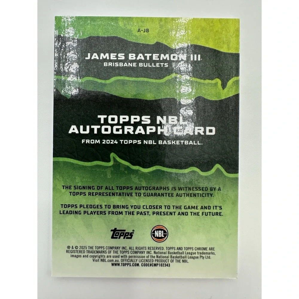 2024-25 Topps Chrome NBL James Batemon III Auto Autograph #A-JB Bullets